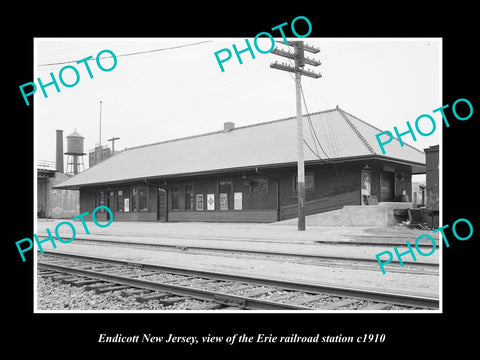 OLD LARGE HISTORIC PHOTO OF ENDICOTT NEW JERSEY, ERIE RAILROAD STATION c1910 2