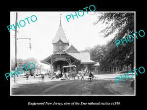 OLD LARGE HISTORIC PHOTO OF ENGLEWOOD NEW JERSEY, ERIE RAILROAD STATION c1910 2