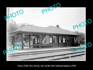 OLD LARGE HISTORIC PHOTO OF ESSEX FELLS NEW JERSEY, ERIE RAILROAD STATION c1910