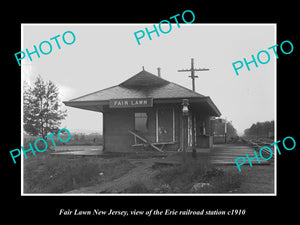 OLD LARGE HISTORIC PHOTO OF FAIR LAWN NEW JERSEY, ERIE RAILROAD STATION c1910