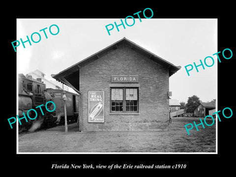 OLD LARGE HISTORIC PHOTO OF FLORIDA NEW YORK, ERIE RAILROAD STATION c1910 1