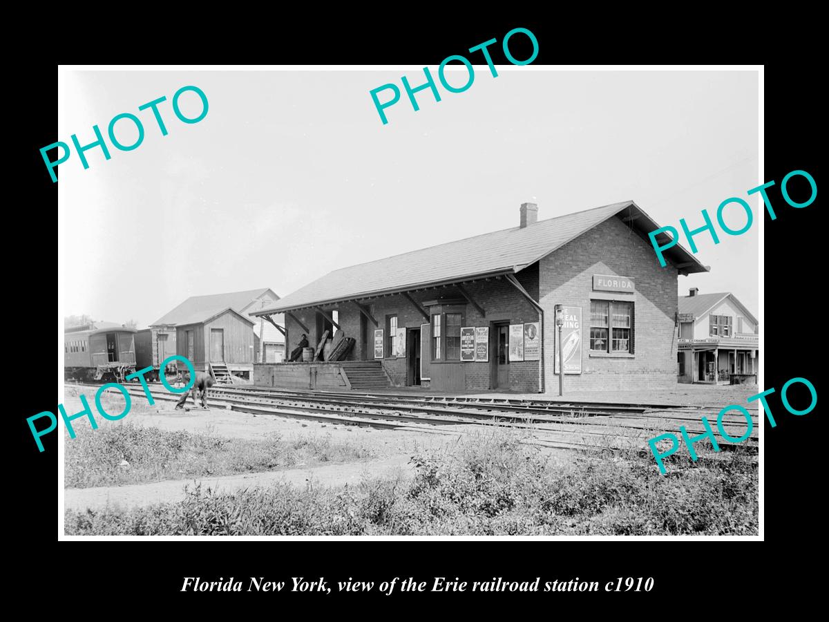 OLD LARGE HISTORIC PHOTO OF FLORIDA NEW YORK, ERIE RAILROAD STATION c1910 2