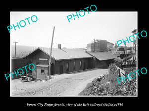 OLD LARGE HISTORIC PHOTO OF FOREST CITY PENNSYLVANIA RAILROAD STATION c1910