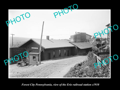 OLD LARGE HISTORIC PHOTO OF FOREST CITY PENNSYLVANIA RAILROAD STATION c1910