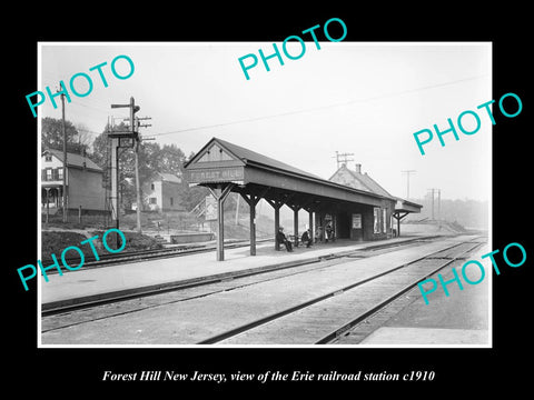 OLD LARGE HISTORIC PHOTO OF FOREST HILL NEW JERSEY ERIE RAILROAD STATION 1910 1