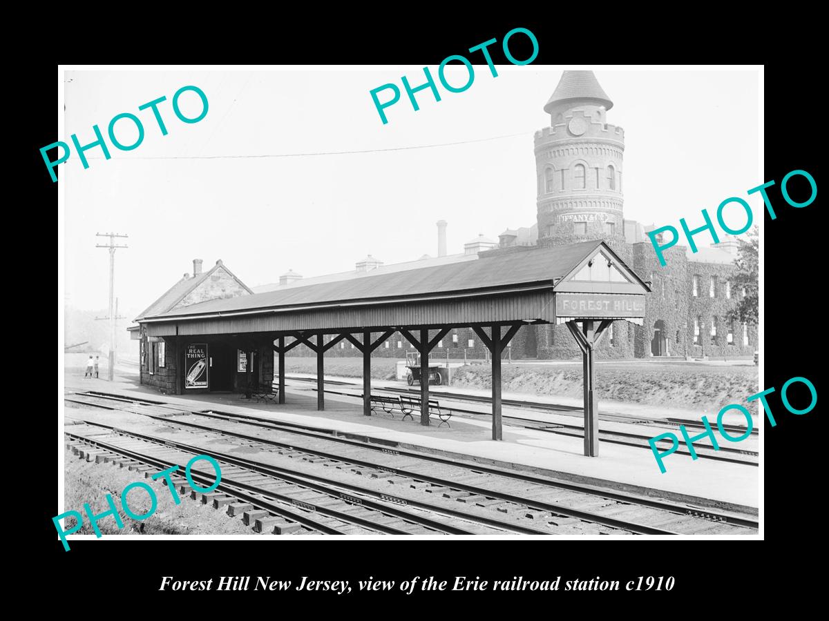 OLD LARGE HISTORIC PHOTO OF FOREST HILL NEW JERSEY ERIE RAILROAD STATION 1910 2