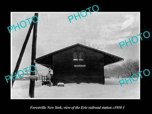 OLD LARGE HISTORIC PHOTO OF FORESTVILLE NEW YORK, ERIE RAILROAD STATION c1910 1