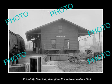 OLD LARGE HISTORIC PHOTO OF FRIENDSHIP NEW YORK, ERIE RAILROAD STATION c1910 2