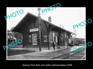 OLD LARGE HISTORIC PHOTO OF GENESEO NEW YORK, ERIE RAILROAD STATION c1910 2