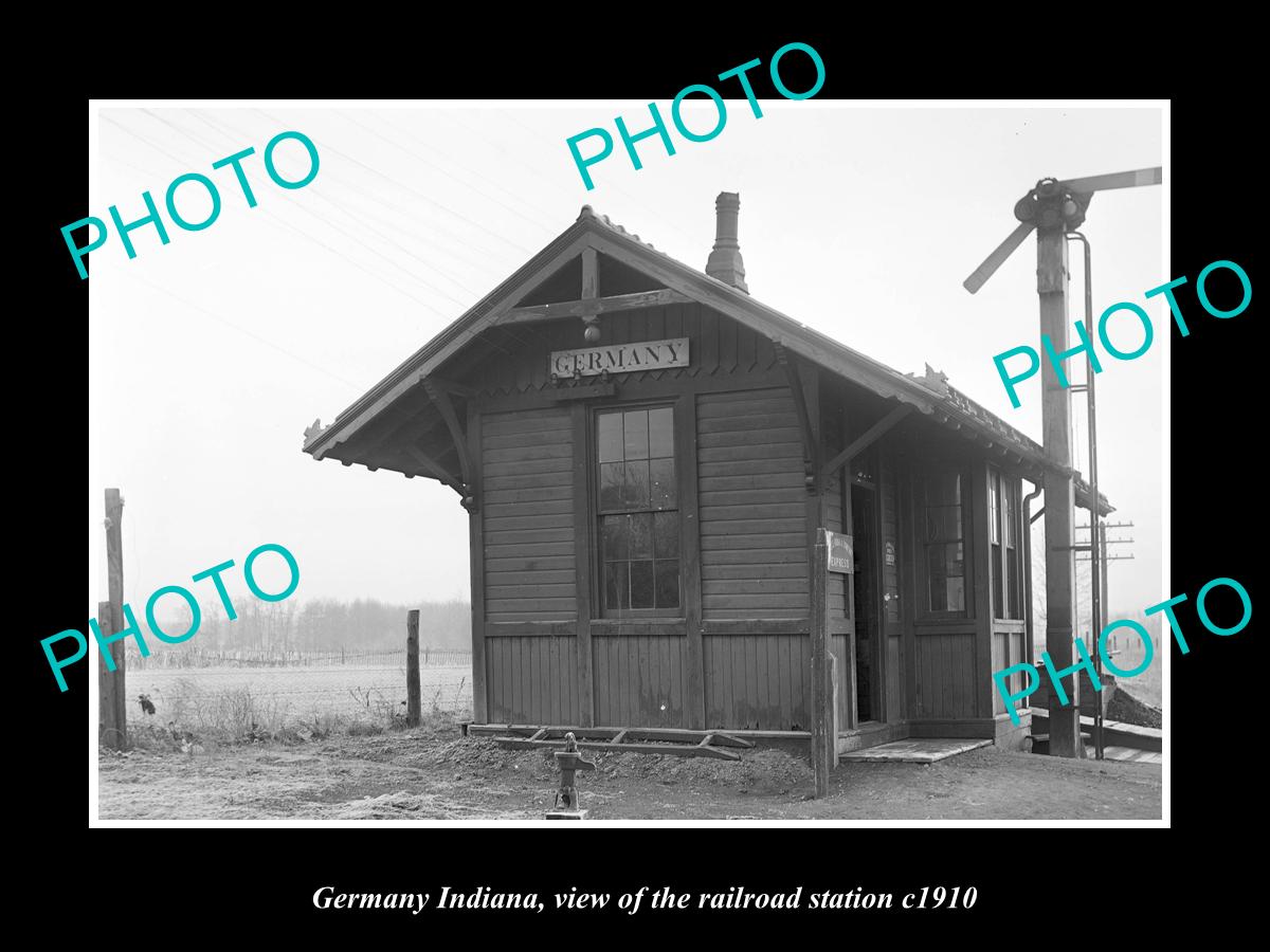 OLD LARGE HISTORIC PHOTO OF GERMANY INDIANA, ERIE RAILROAD STATION c1910 2