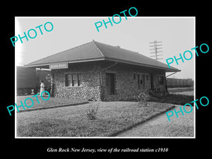 OLD LARGE HISTORIC PHOTO OF GLEN ROCK NEW JERSEY, ERIE RAILROAD STATION c1910 1