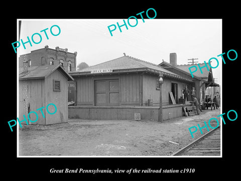 OLD HISTORIC PHOTO OF GREAT BEND PENNSYLVANIA, ERIE RAILROAD STATION c1910 1