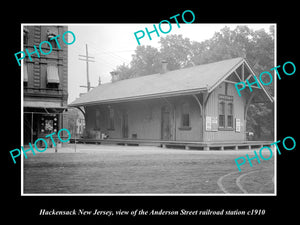 OLD HISTORIC PHOTO OF HACKENSACK NEW JERSEY, A/S ERIE RAILROAD STATION c1910 1