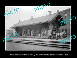 OLD HISTORIC PHOTO OF HACKENSACK NEW JERSEY, A/S ERIE RAILROAD STATION c1910 2