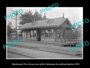 OLD HISTORIC PHOTO OF HACKENSACK NEW JERSEY, FAIRMOUNT RAILROAD STATION c1910