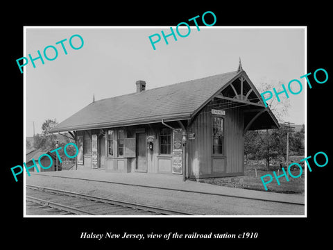 OLD LARGE HISTORIC PHOTO OF HALSEY NEW JERSEY, ERIE RAILROAD STATION c1910 1