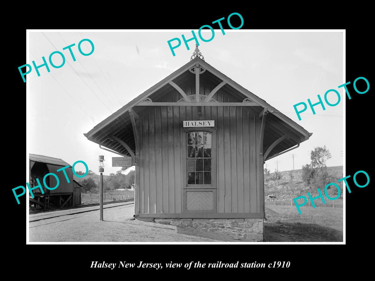 OLD LARGE HISTORIC PHOTO OF HALSEY NEW JERSEY, ERIE RAILROAD STATION c1910 2