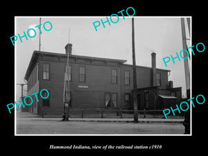 OLD LARGE HISTORIC PHOTO OF HAMMOND INDIANA, ERIE RAILROAD STATION c1910 1