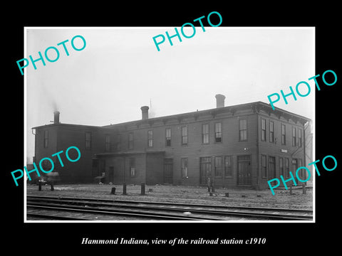 OLD LARGE HISTORIC PHOTO OF HAMMOND INDIANA, ERIE RAILROAD STATION c1910 2