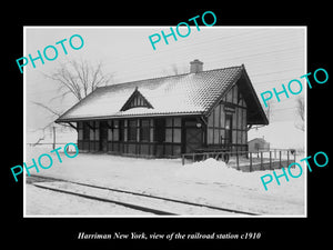 OLD LARGE HISTORIC PHOTO OF HARRIMAN NEW YORK, ERIE RAILROAD STATION c1910 1