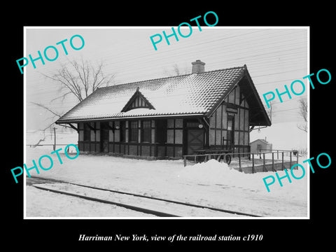 OLD LARGE HISTORIC PHOTO OF HARRIMAN NEW YORK, ERIE RAILROAD STATION c1910 1