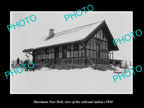 OLD LARGE HISTORIC PHOTO OF HARRIMAN NEW YORK, ERIE RAILROAD STATION c1910 2