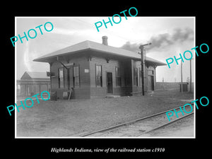 OLD LARGE HISTORIC PHOTO OF HIGHLANDS INDIANA, ERIE RAILROAD STATION c1910