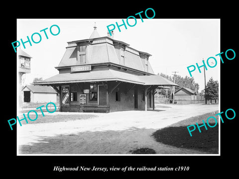 OLD LARGE HISTORIC PHOTO OF HIGHWOOD NEW JERSEY, ERIE RAILROAD STATION c1910 1