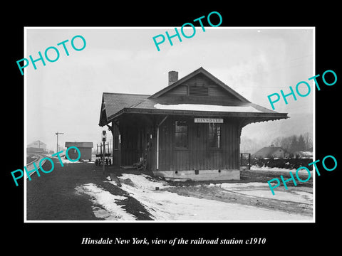 OLD LARGE HISTORIC PHOTO OF HINSDALE NEW YORK, ERIE RAILROAD STATION c1910 2