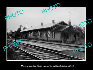 OLD LARGE HISTORIC PHOTO OF HORSEHEADS NEW YORK, ERIE RAILROAD STATION c1910 1