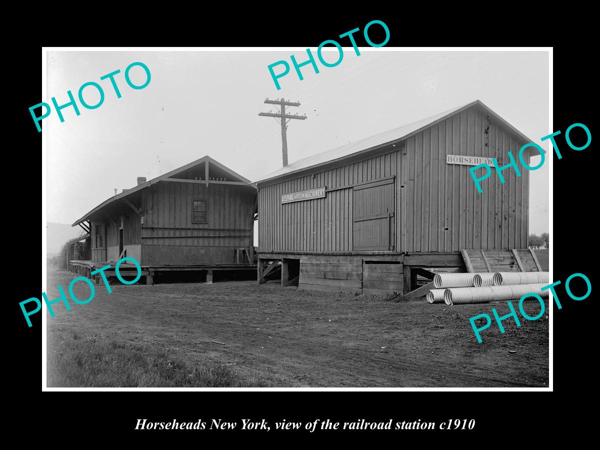 OLD LARGE HISTORIC PHOTO OF HORSEHEADS NEW YORK, ERIE RAILROAD STATION c1910 2