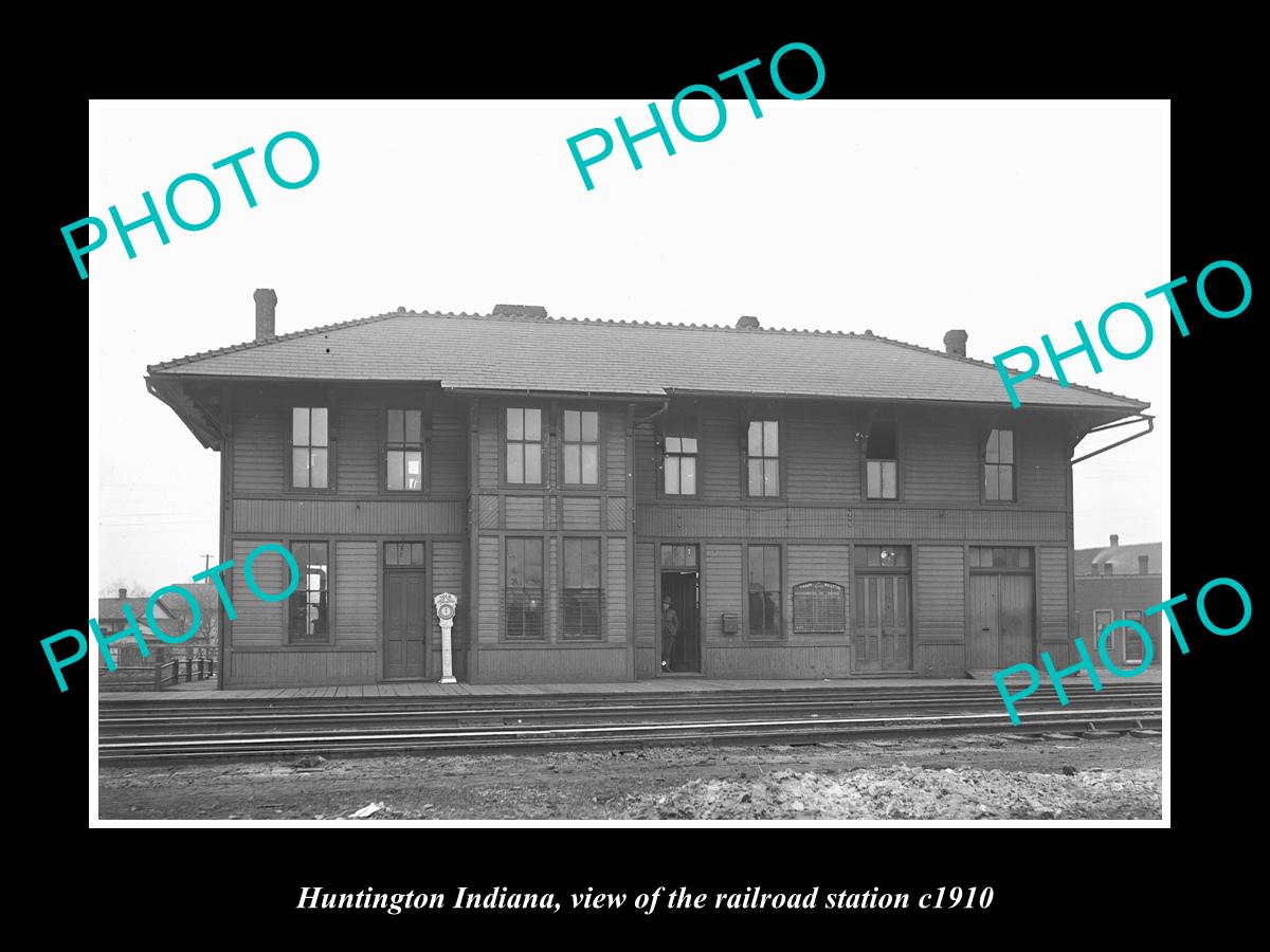 OLD LARGE HISTORIC PHOTO OF HUNTINGTON INDIANA, ERIE RAILROAD STATION c1910 1