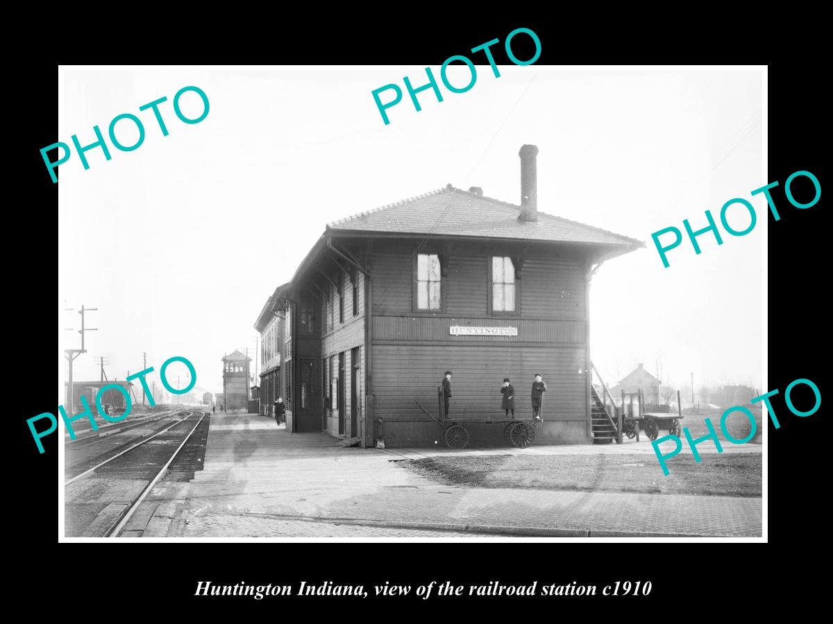 OLD LARGE HISTORIC PHOTO OF HUNTINGTON INDIANA, ERIE RAILROAD STATION c1910 3