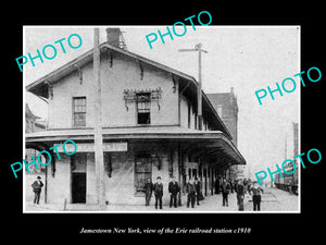 OLD LARGE HISTORIC PHOTO OF JAMESTOWN NEW YORK, ERIE RAILROAD STATION c1910