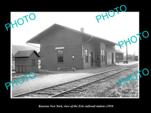 OLD LARGE HISTORIC PHOTO OF KANONA NEW YORK, ERIE RAILROAD STATION c1910