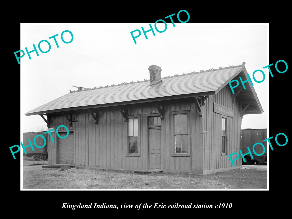 OLD LARGE HISTORIC PHOTO OF KINGSLAND INDIANA, ERIE RAILROAD STATION c1910