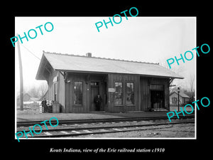 OLD LARGE HISTORIC PHOTO OF KOUTS INDIANA, THE ERIE RAILROAD STATION c1910 1