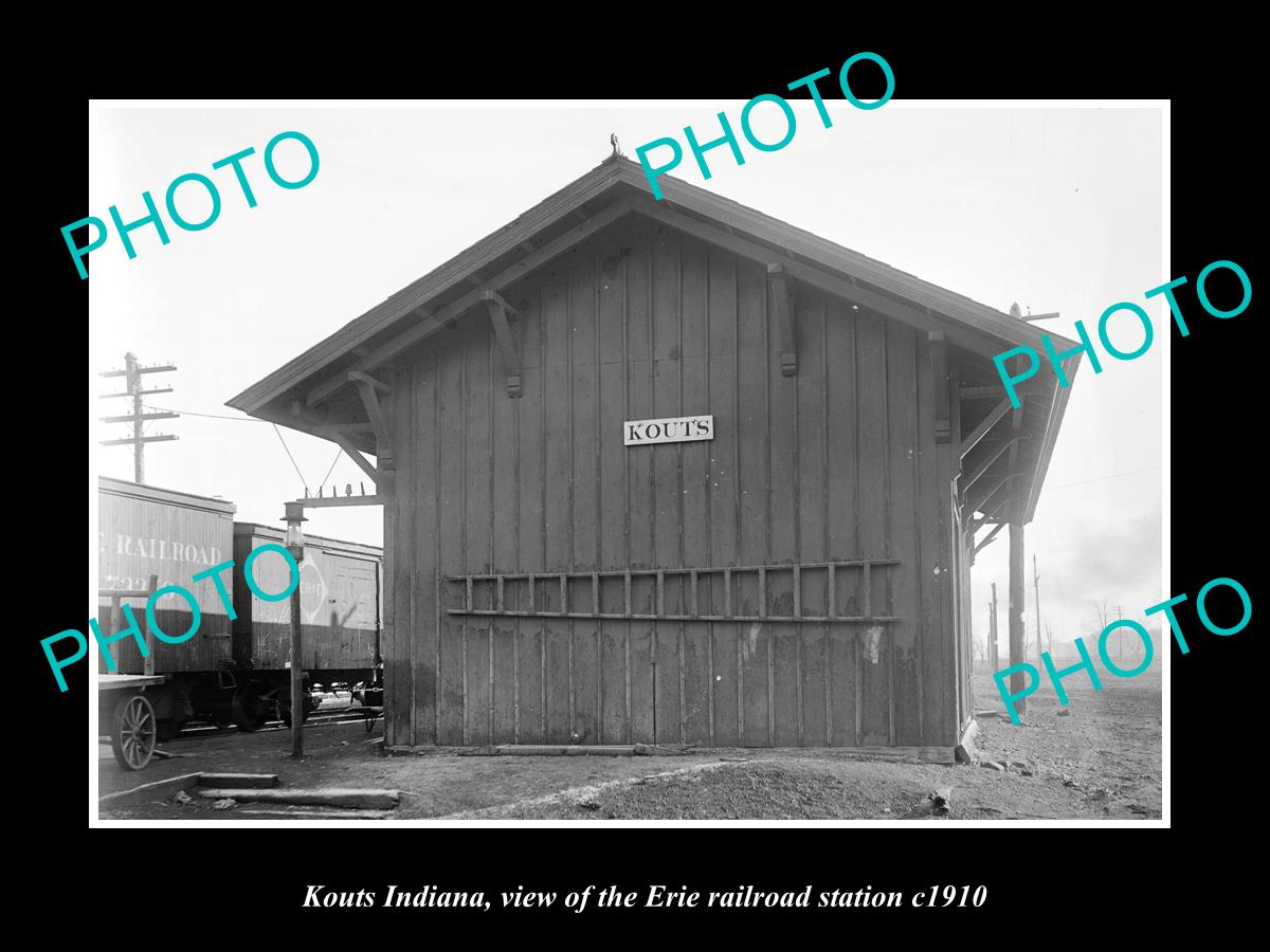 OLD LARGE HISTORIC PHOTO OF KOUTS INDIANA, THE ERIE RAILROAD STATION c1910 3