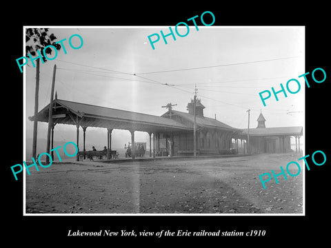 OLD LARGE HISTORIC PHOTO OF LAKEWOOD NEW YORK, ERIE RAILROAD STATION c1910 2