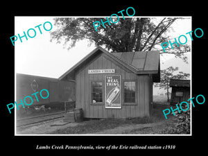 OLD LARGE HISTORIC PHOTO OF LAMBS CREEK PENNSYLVANIA ERIE RAILROAD STATION c1910