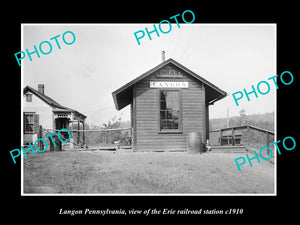 OLD LARGE HISTORIC PHOTO OF LANGON PENNSYLVANIA, ERIE RAILROAD STATION c1910