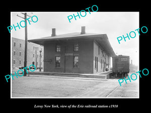 OLD LARGE HISTORIC PHOTO OF LEROY NEW YORK, ERIE RAILROAD STATION c1910