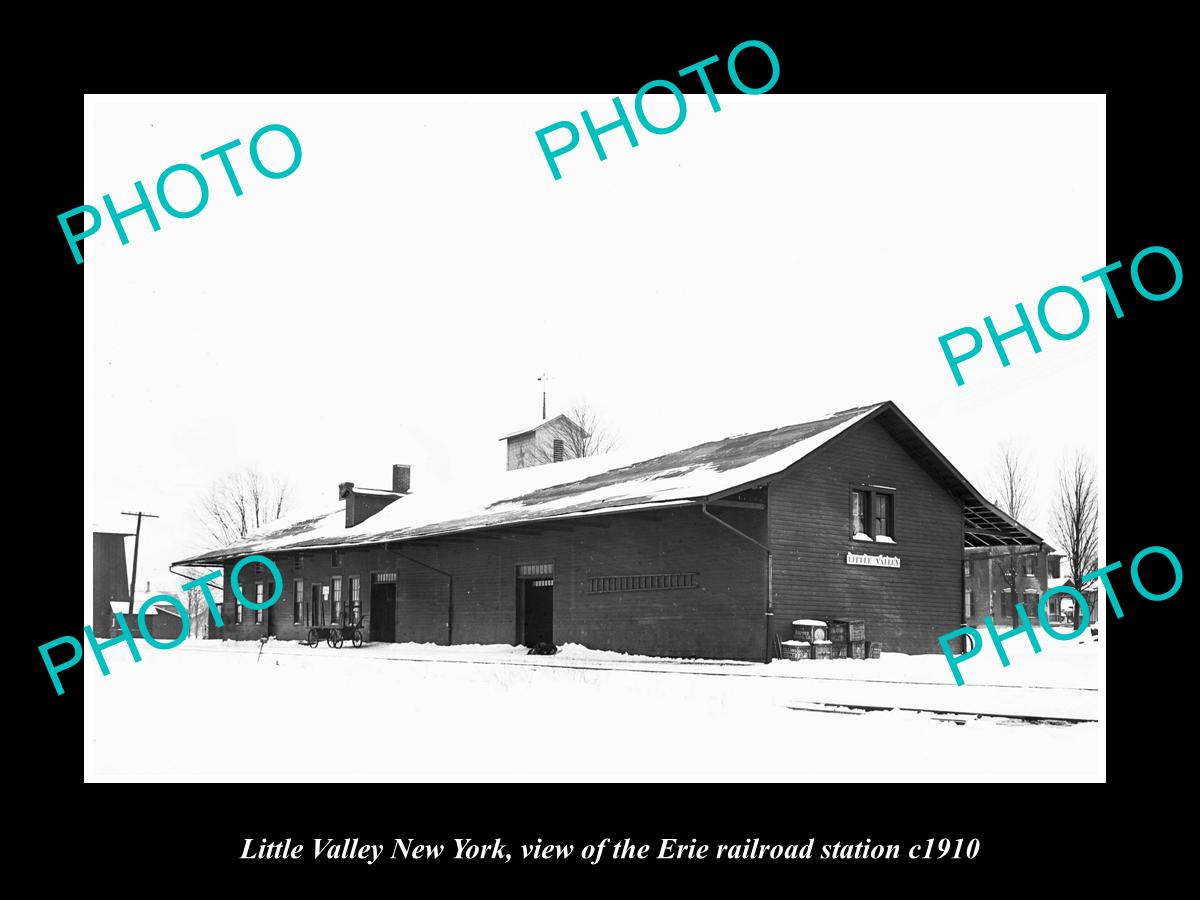 OLD LARGE HISTORIC PHOTO OF LITTLE VALLEY NEW YORK, ERIE RAILROAD STATION 1910 1