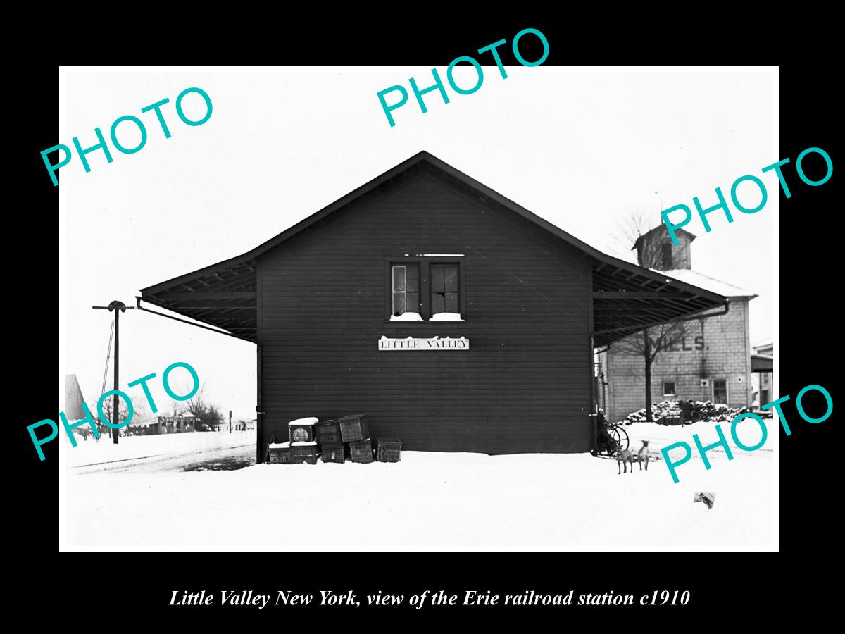 OLD LARGE HISTORIC PHOTO OF LITTLE VALLEY NEW YORK, ERIE RAILROAD STATION 1910 2