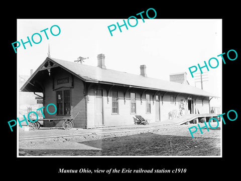 OLD LARGE HISTORIC PHOTO OF MANTUA OHIO, THE ERIE RAILROAD STATION c1910 2