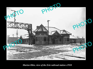 OLD LARGE HISTORIC PHOTO OF MARION OHIO, THE ERIE RAILROAD STATION c1910 1