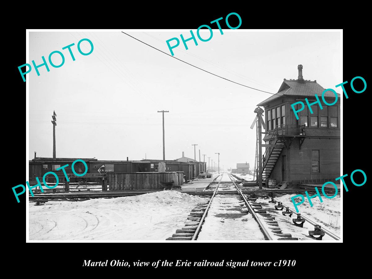 OLD LARGE HISTORIC PHOTO OF MARTLE OHIO, THE ERIE RAILROAD SIGNAL TOWER c1910 1