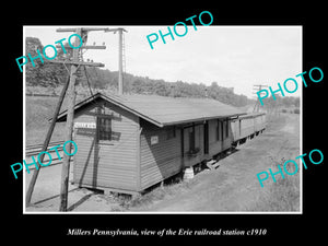 OLD LARGE HISTORIC PHOTO OF MILLERS PENNSYLVANIA, ERIE RAILROAD STATION c1910