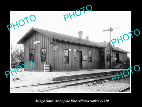 OLD LARGE HISTORIC PHOTO OF MINGO OHIO, THE ERIE RAILROAD STATION c1910