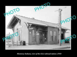 OLD LARGE HISTORIC PHOTO OF MONTEREY INDIANA, ERIE RAILROAD STATION c1910 1